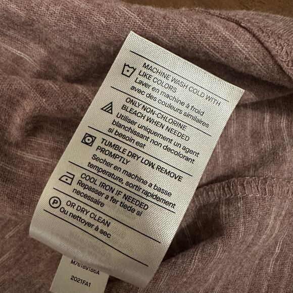 VINCE T-Shirt Dusty Rose Pinstriped Crew Neck Raglan Sleeve Tee Comfort - Picture 7 of 9